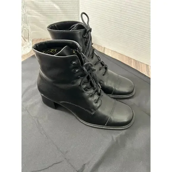 Caressa Lark Leather Boot Vintage black Block heel Size 7 - Picture 9 of 9